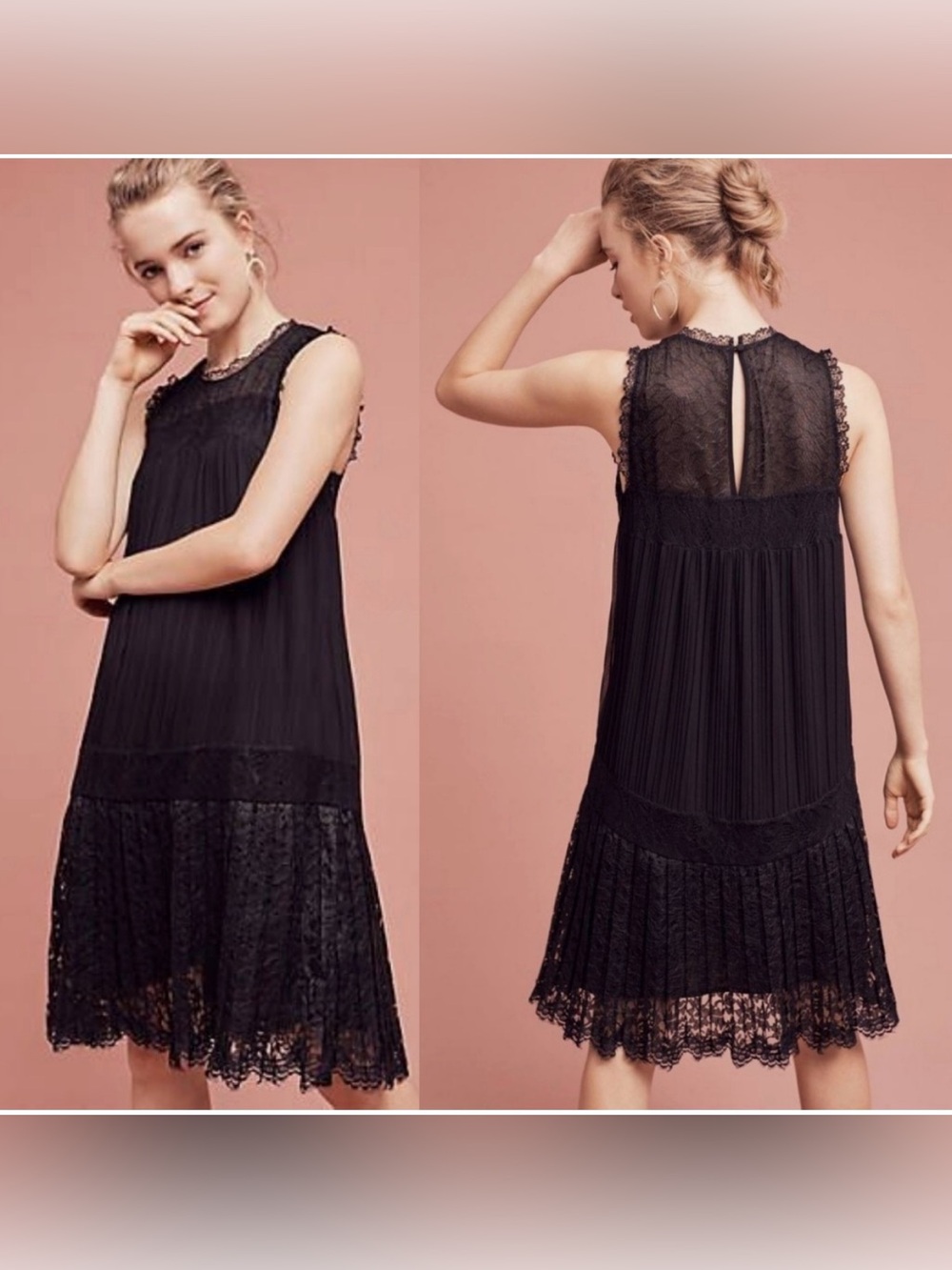 Anthropologie Floreat Melia Black Lace Dress Size 4